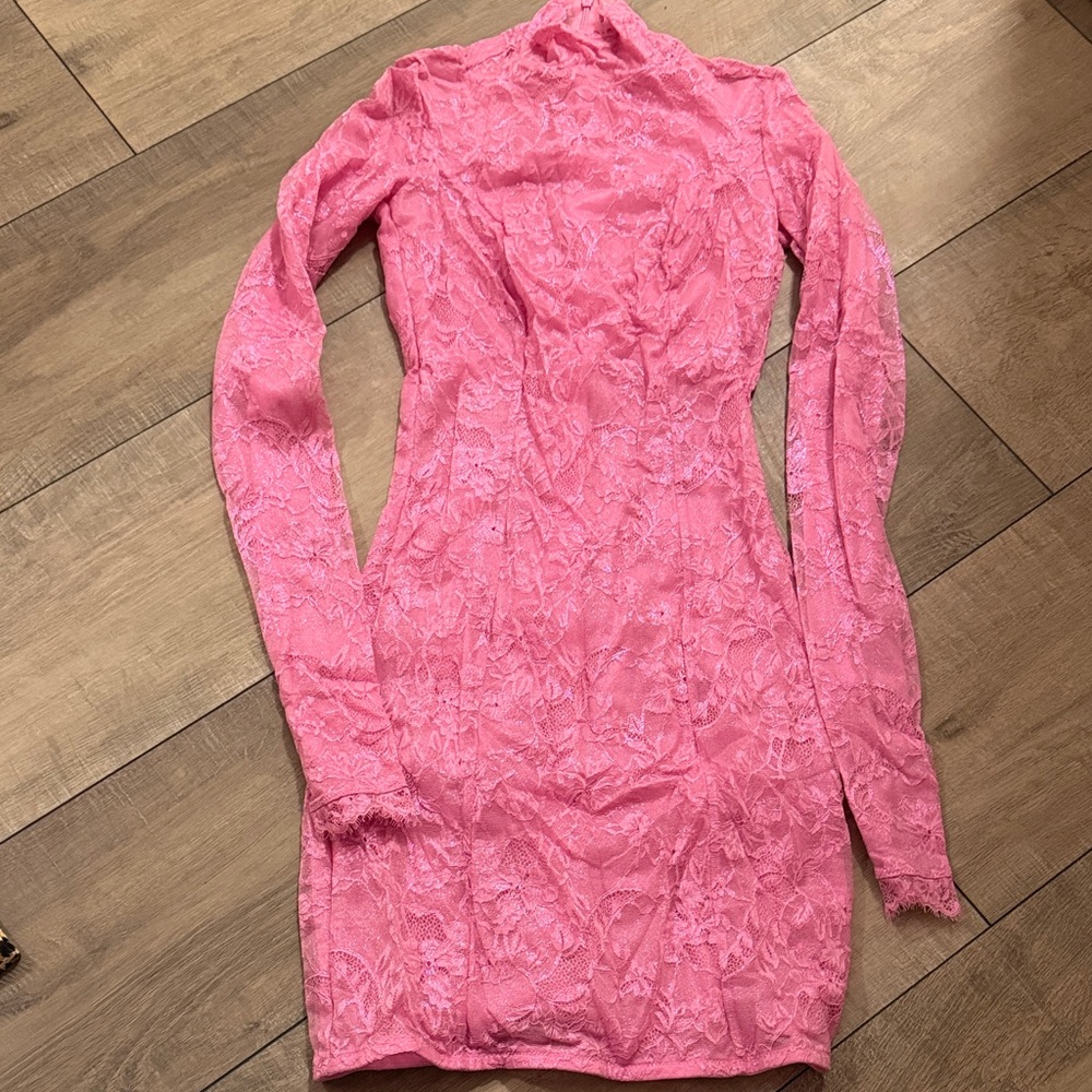 SKIMS Long Sleeve Dress in Bright Pink